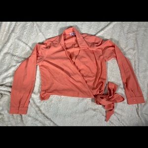 PINK BOUTIQUE wrap style crop top coral
